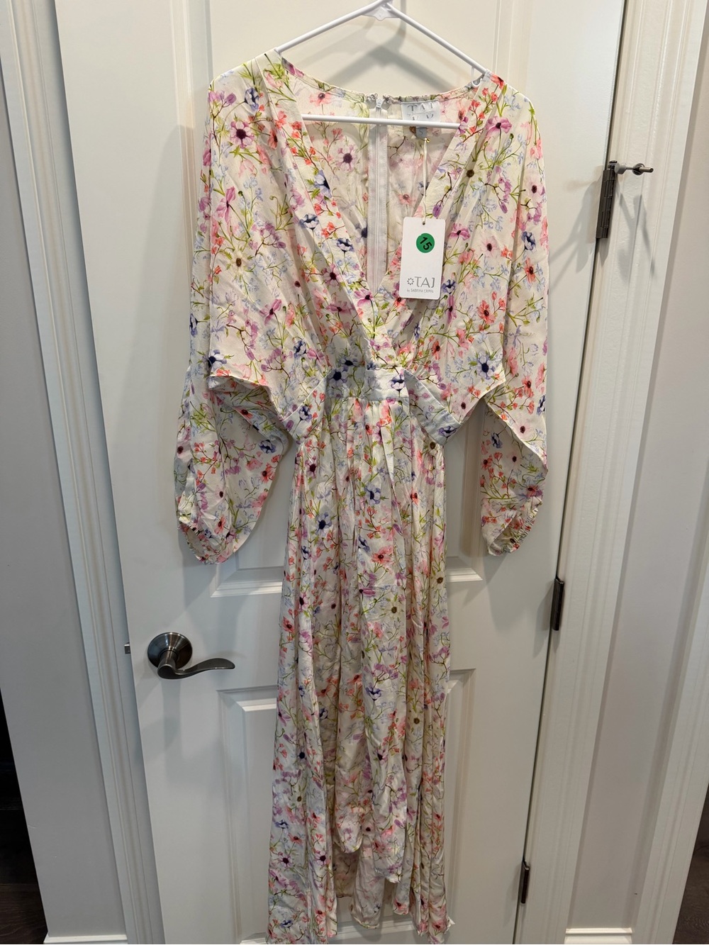 Tai Floral Asymmetrical Maxi Dress in Cream with Pastel Blooms